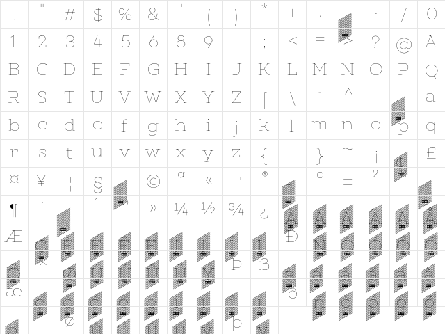 XXII Geom Slab DEMO Thin  glyph index