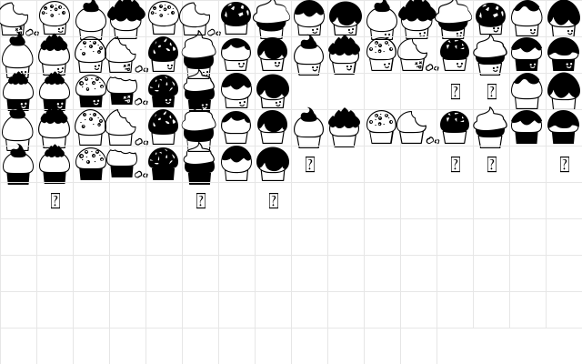 32cupcakes Regular  glyph index