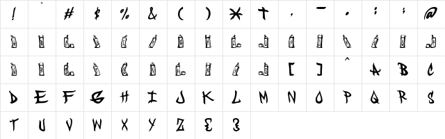 CANS Regular  glyph index