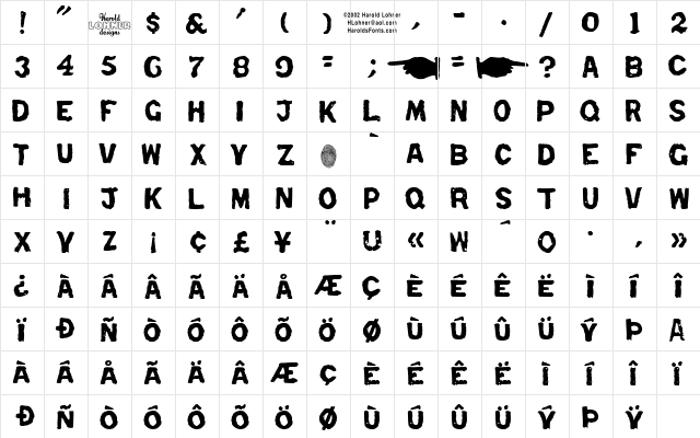 Repent Regular  glyph index