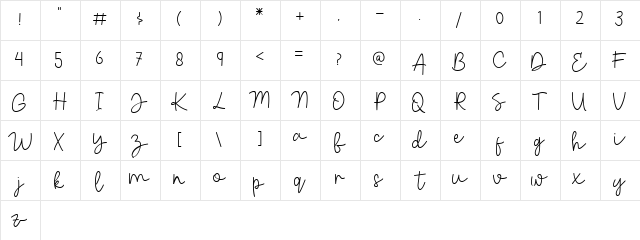 Gradiola Regular  glyph index