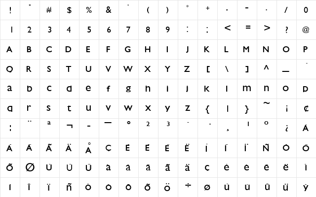 Gill Sonos Regular  glyph index