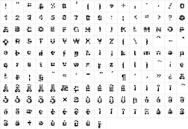 F2FLovegridCaps LT Std Regular  glyph index