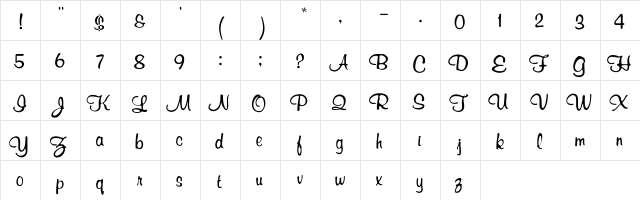 ThomassMurrayay Regular  glyph index