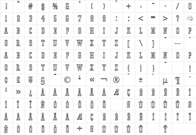 Ivy Regular  glyph index