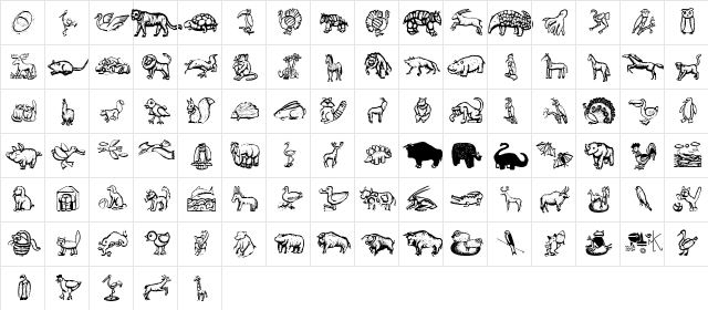 WoodcutAnimals Regular  glyph index