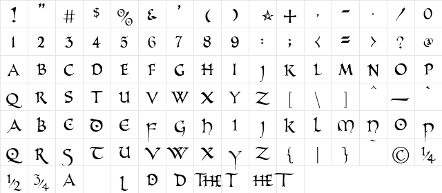 PR Uncial Alt Caps Normal  glyph index