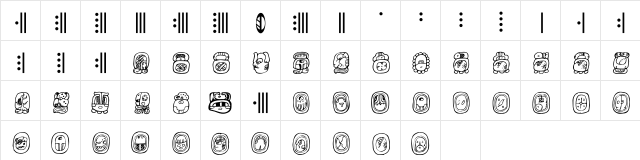 Tun Regular  glyph index