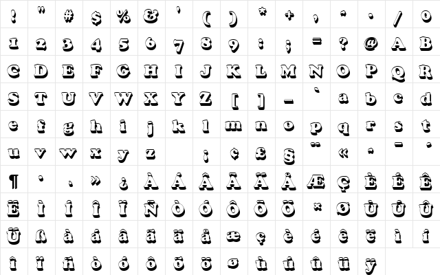 CooperBlaDBolSh1 Regular  glyph index