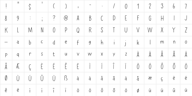 Erstwhile Line DEMO Regular  glyph index