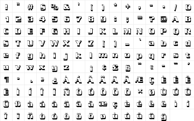 SerpentineDBolSh1 Regular  glyph index