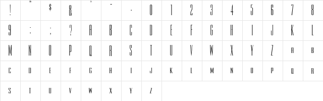 Rothman Regular  glyph index