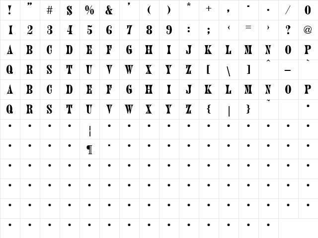 QTJupiter Regular  glyph index