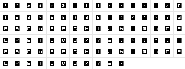 Qubix Regular  glyph index