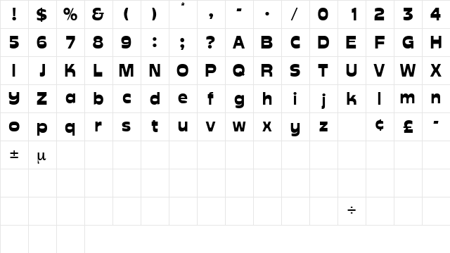 AverDisplaySSK Regular  glyph index