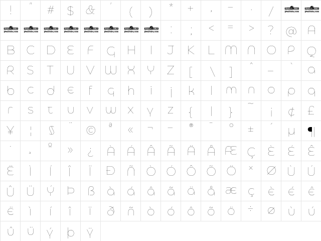 Eastman Alternate Trial Thin  glyph index