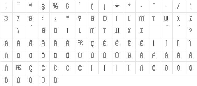Mexcellent Regular  glyph index