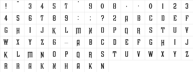 FarquharsonFree Regular  glyph index