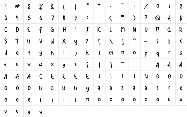 Jelly Fish Regular  glyph index