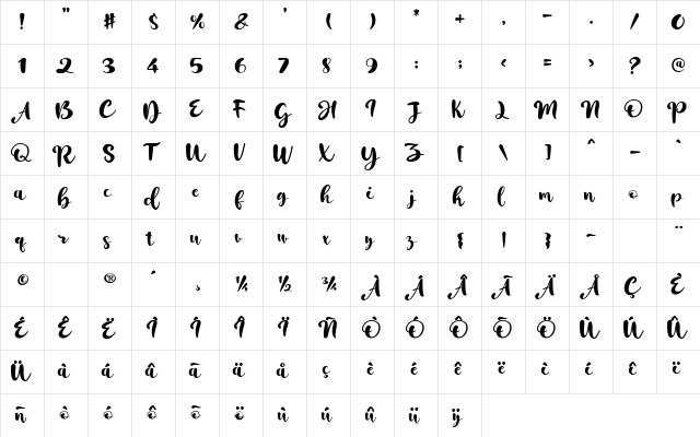 Creatine Youth Regular  glyph index