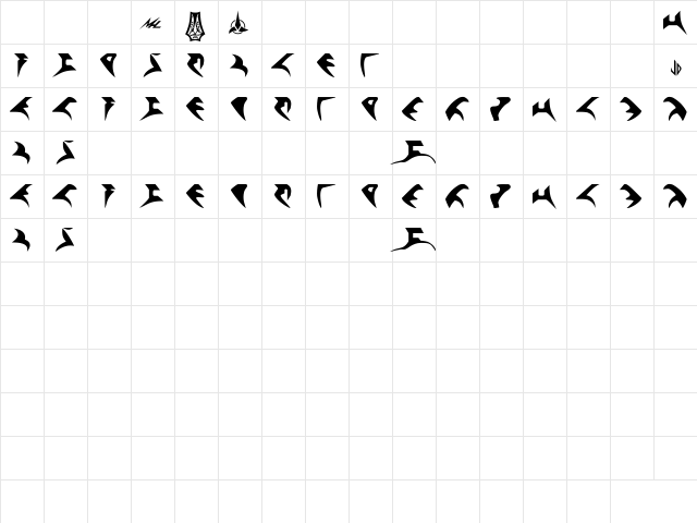 Qo'noS Bold  glyph index