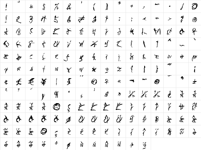 Biolid Regular  glyph index