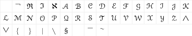 eusm8 Regular  glyph index