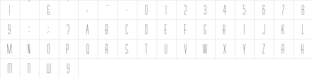 RhyoliteVertica Regular  glyph index