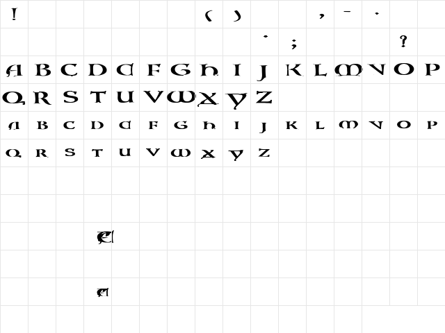 Asylum 1 Bold  glyph index
