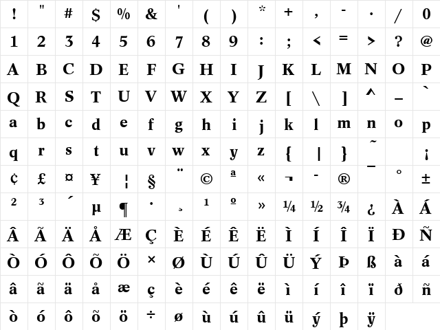 URWCordeliaTMed Regular  glyph index