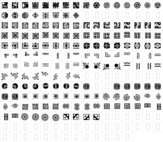 BorderFont Culturals Plain  glyph index