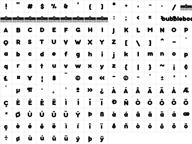 Bubbleboddy Neue Trial ExtraBold  glyph index