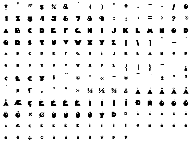 Timepiece Regular  glyph index