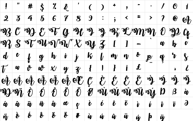 October Twilight Regular  glyph index