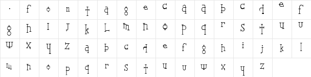 Leger Light  glyph index