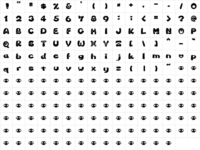 marjo Regular  glyph index