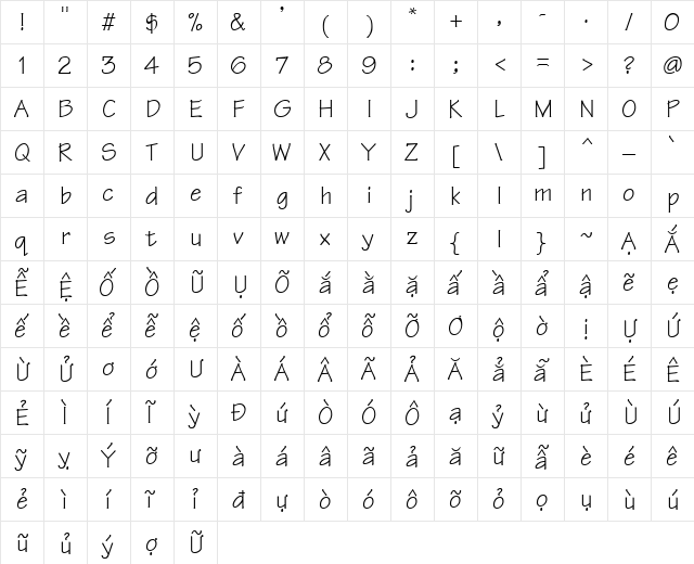VI Phong Lan Regular  glyph index