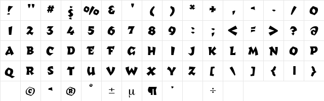 Romulan Regular  glyph index