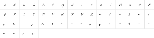Bafaco_signature Regular  glyph index