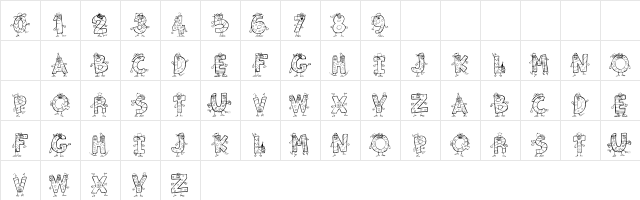 101! KooKy AlphA Regular  glyph index