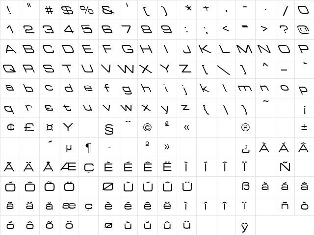 Green Mountain 6 Regular  glyph index
