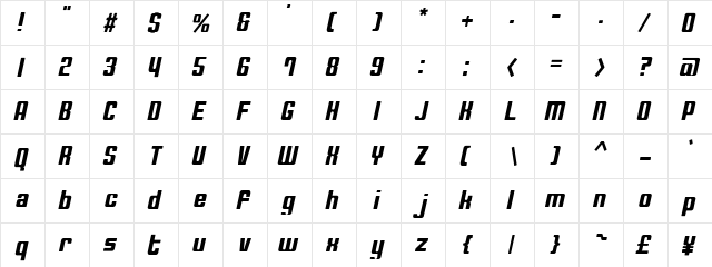 Compact20 Regular  glyph index