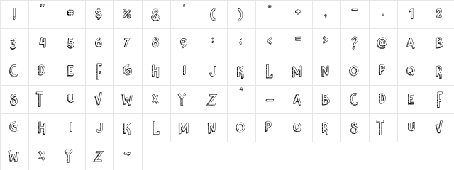 Nikolas & Pine Regular  glyph index