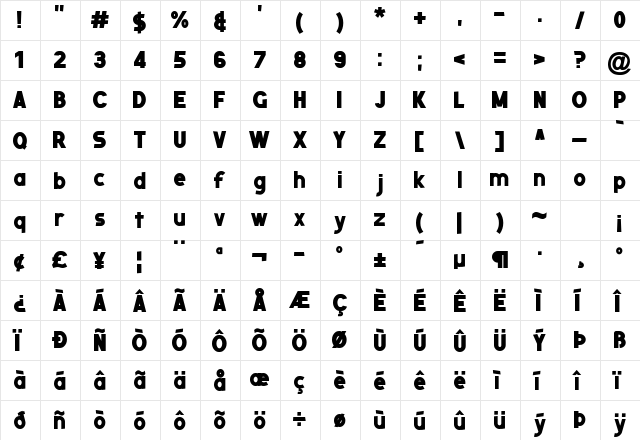 Nuernberg Messe Regular  glyph index