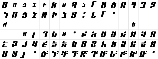 JointBump Regular  glyph index