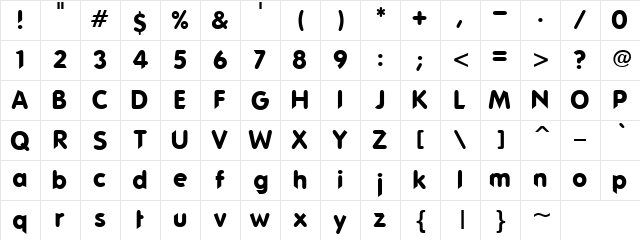 Phat guy Regular  glyph index