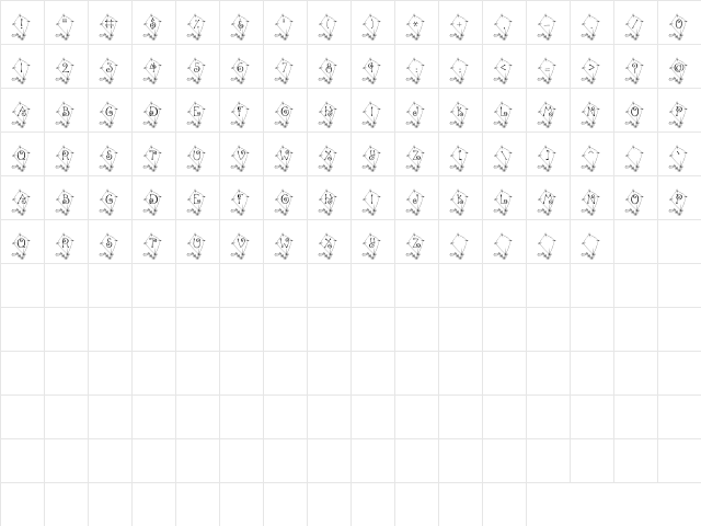 LD Kite Regular  glyph index
