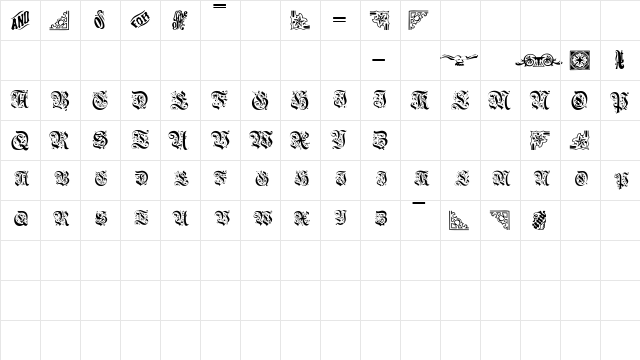 AeternaCapsSSK Regular  glyph index