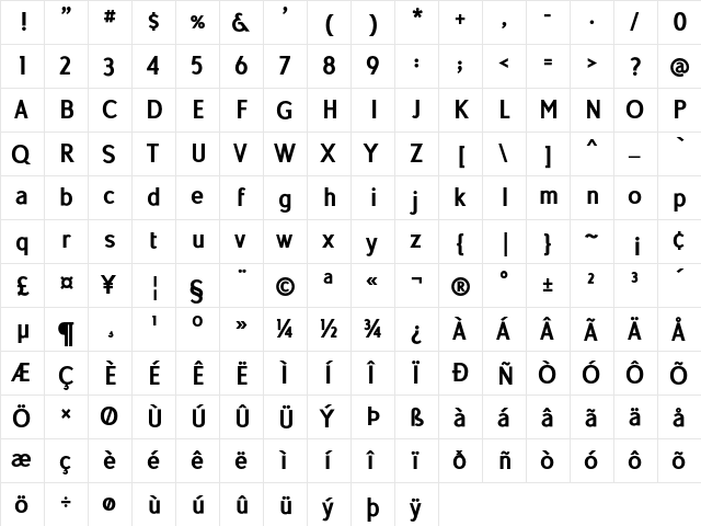 Kiamat Doomsday Ultra Bold Regular  glyph index
