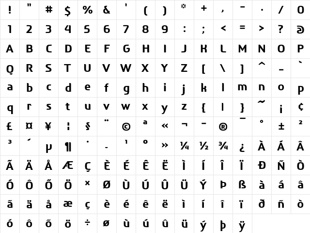 After Text Bold  glyph index